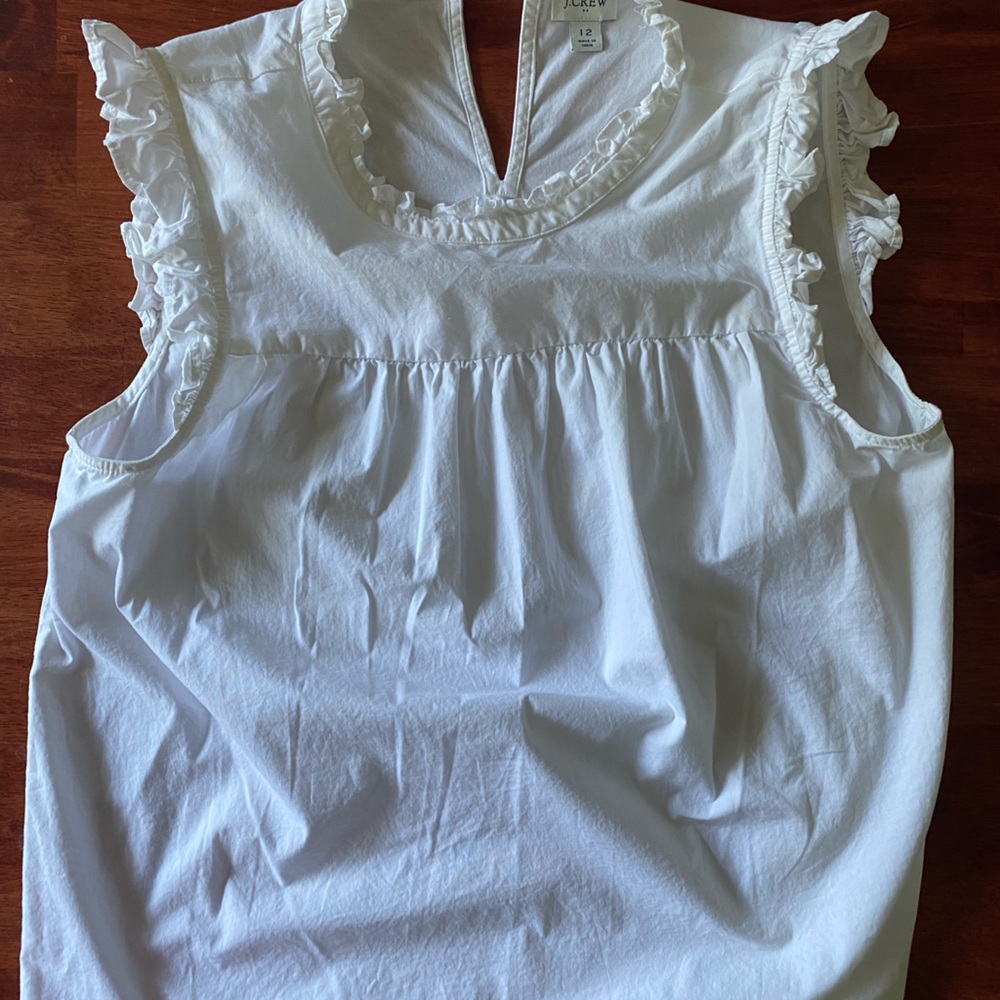 J. Crew white tank top with ruffle detail-Size 12